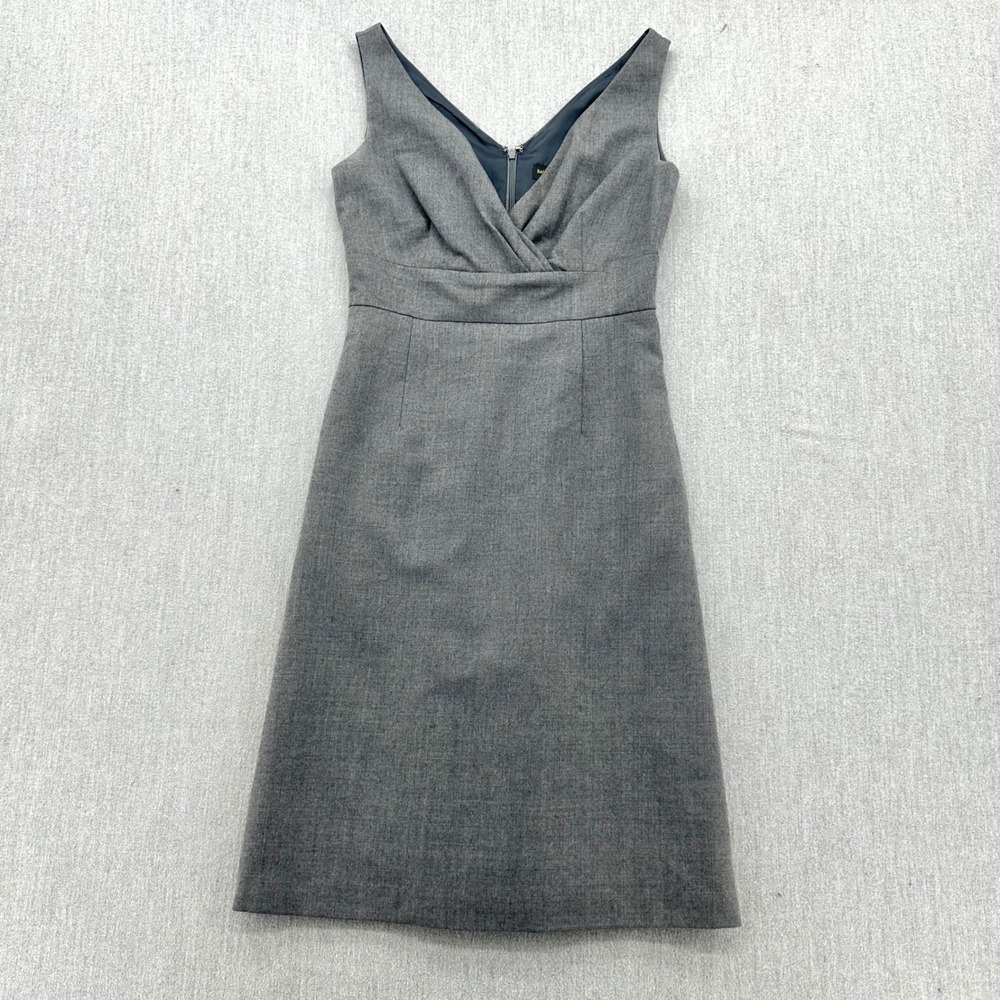 Banana Republic Dress Womens 0 Gray Wool Sleeveless V-Neck Sheath Professional